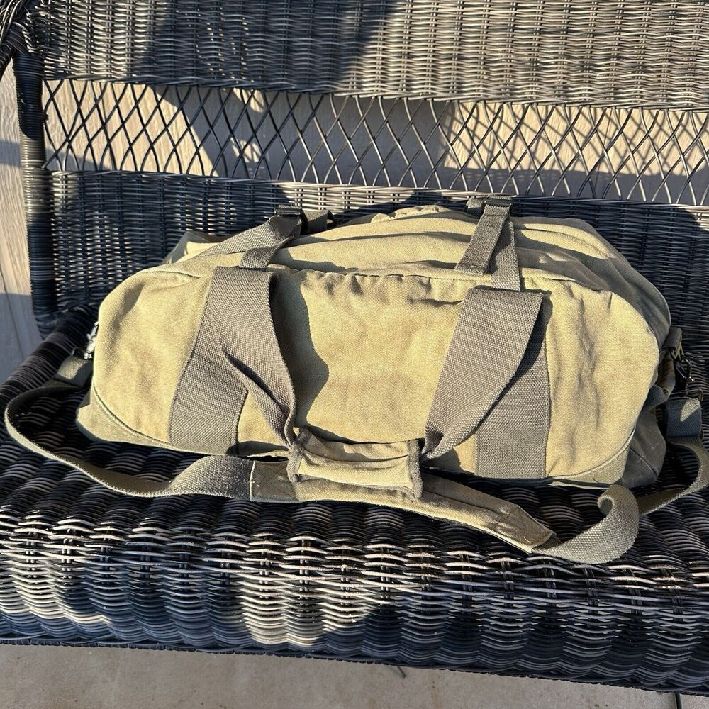 Vintage L.L Bean Sunwashed Canvas Adventure Duffel Large Tan Gorpcore Granola